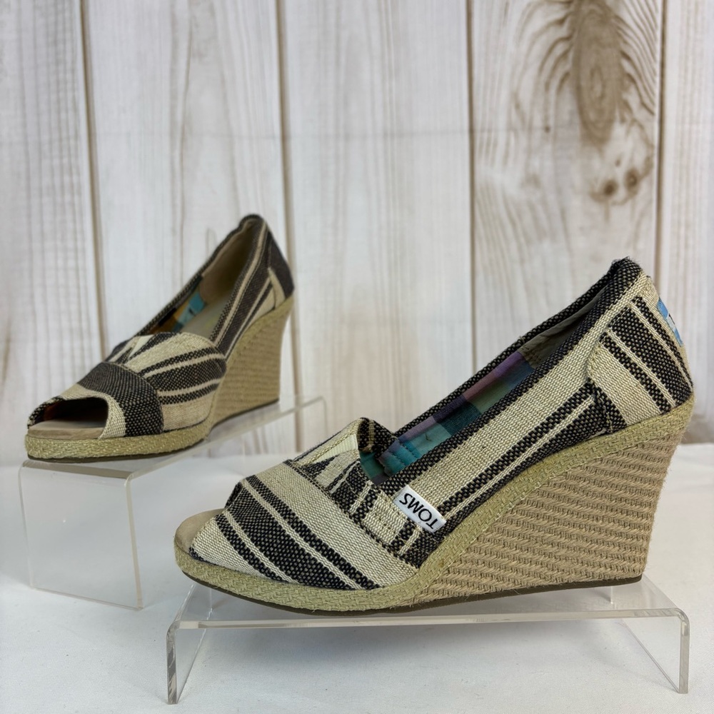 Espadrille Wedge Wedge Heel Toms Shoes Wedge Shoes Toms Blue